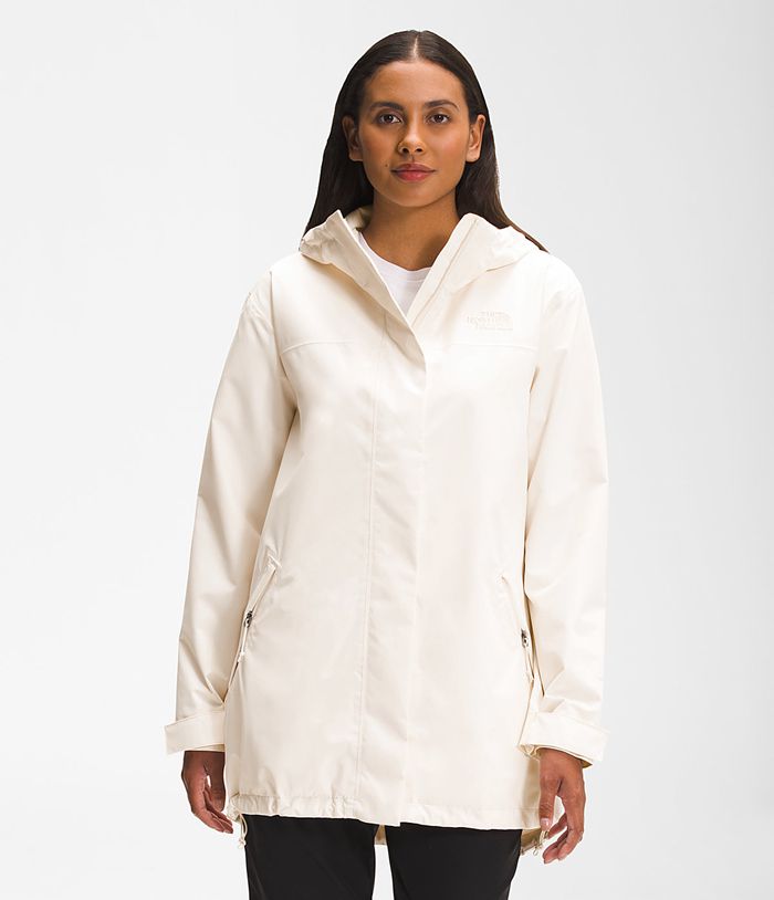 The North Face Rain Jacket Voyage Midi White - Womens - Thailand UILYH-1358